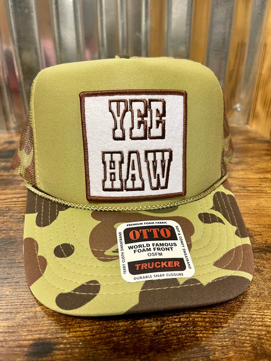 Otto camo trucker hat custom(Yee Haw)patch