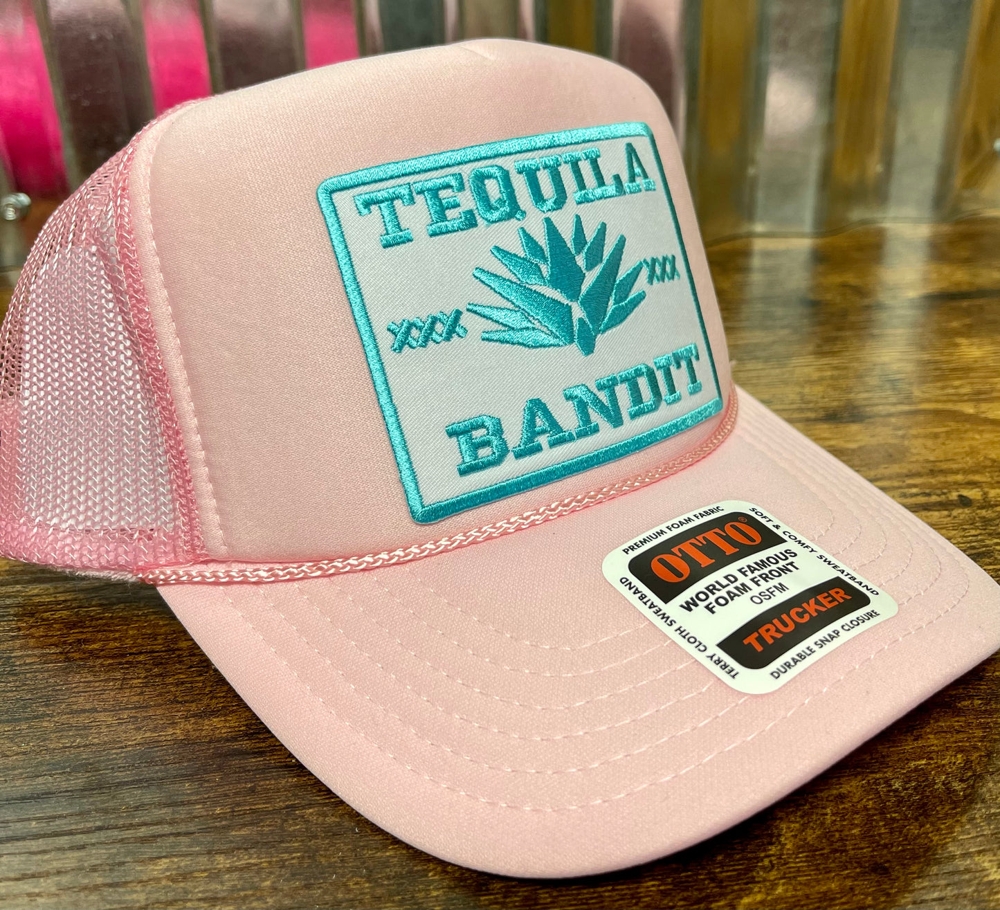 Otto pink trucker hat custom patch