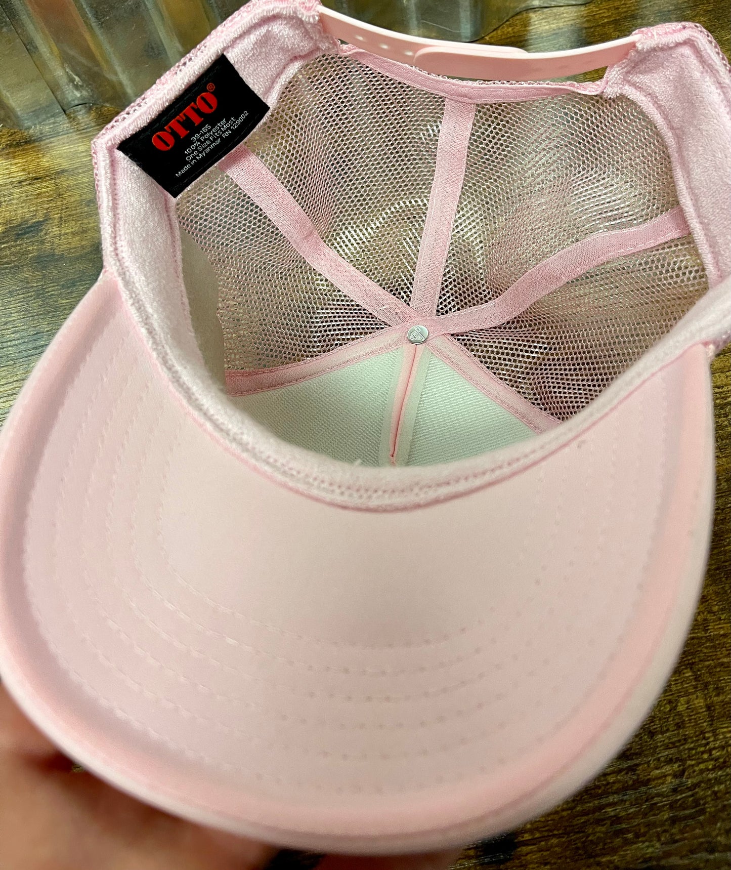 Otto pink trucker hat custom patch