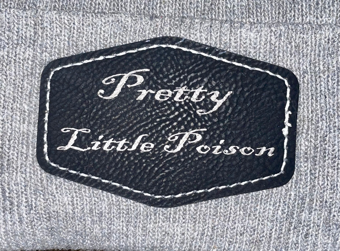 Pretty Little Poison Black Leather Patch Beanie