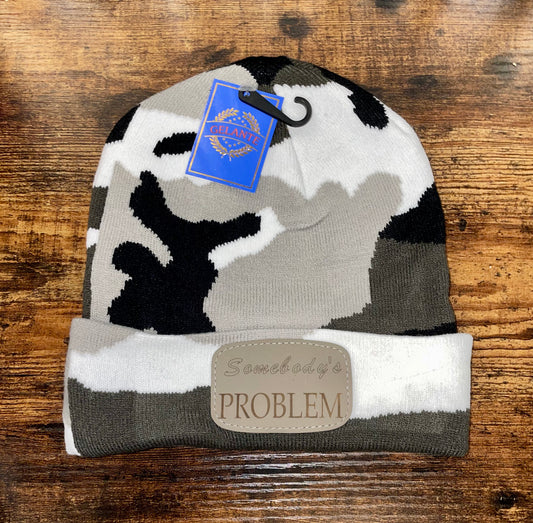 Somebody’s Problem Leather Patch Camo Gelante Beanie