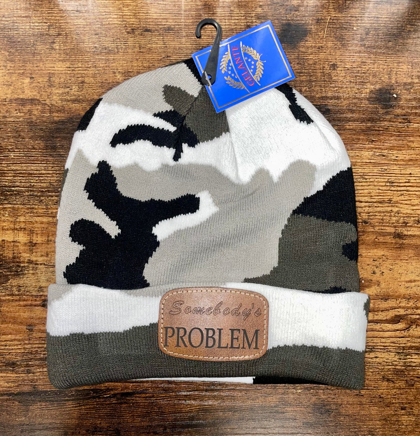 Somebody’s Problem Leather Patch Camo Gelante Beanie