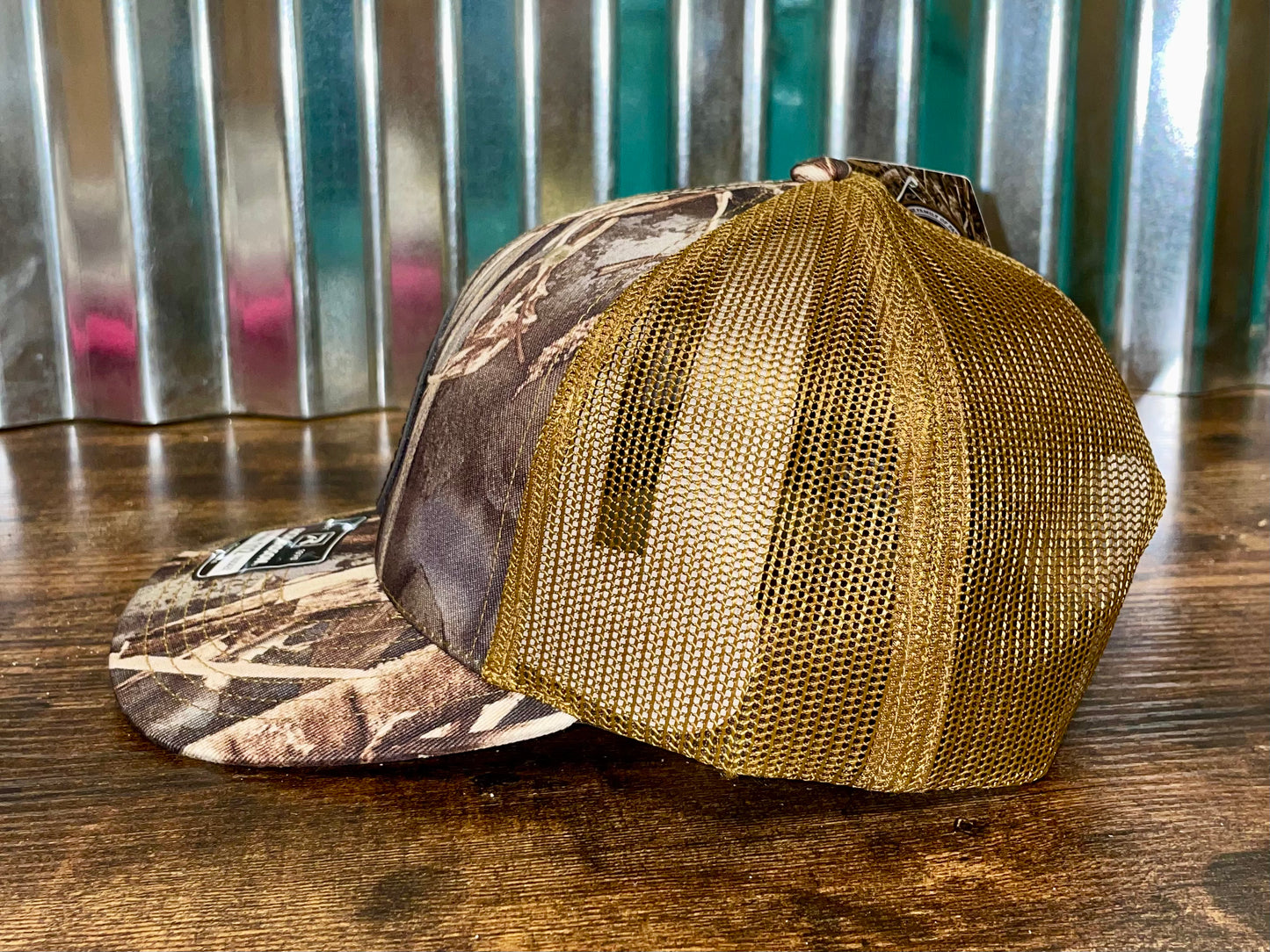 Duck Custom Leather Patch Men’s Hat Richardson112 (Camo)