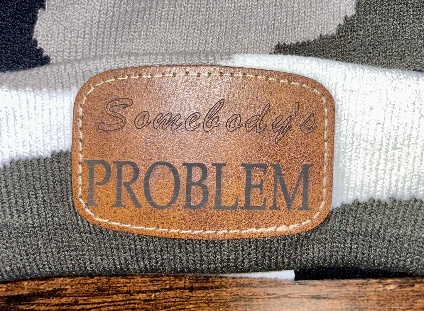 Somebody’s Problem Leather Patch Camo Gelante Beanie