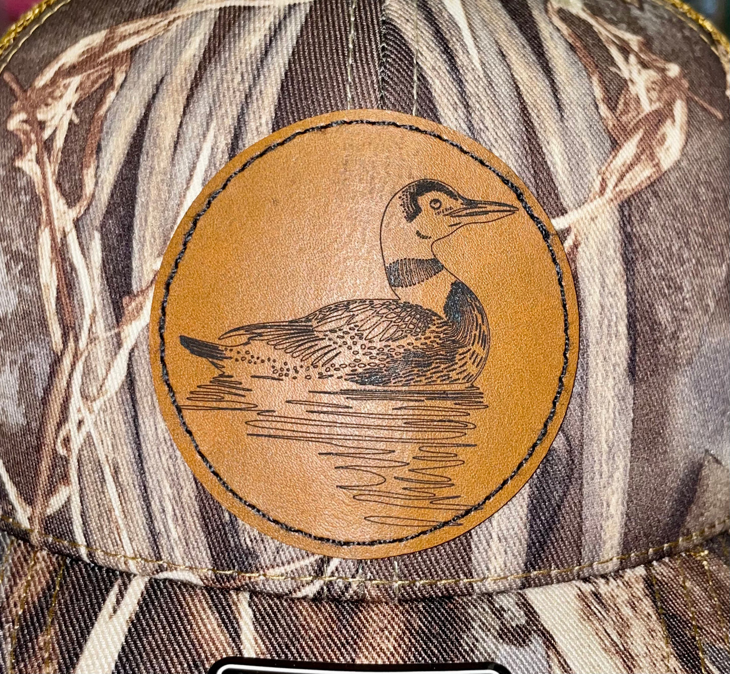 Duck Custom Leather Patch Men’s Hat Richardson112 (Camo)