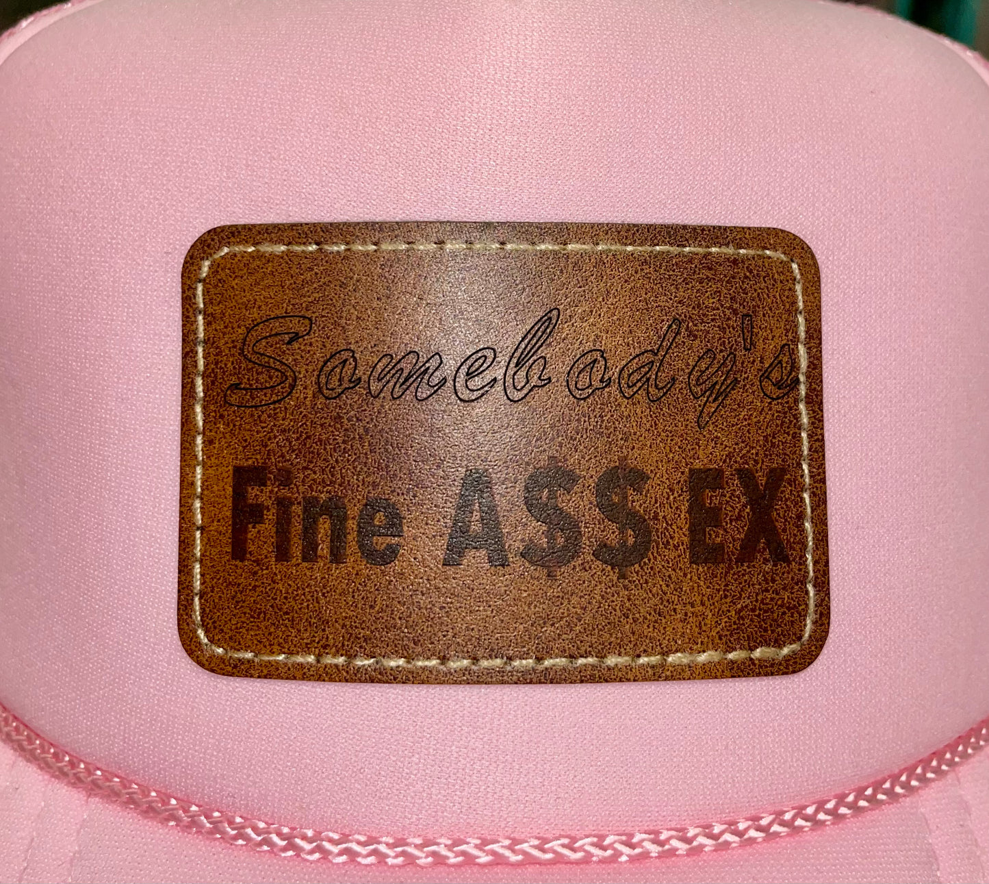 “Somebody’s Fine a$$ Ex” Patch Women’s Trucker Hat Otto (Pink)