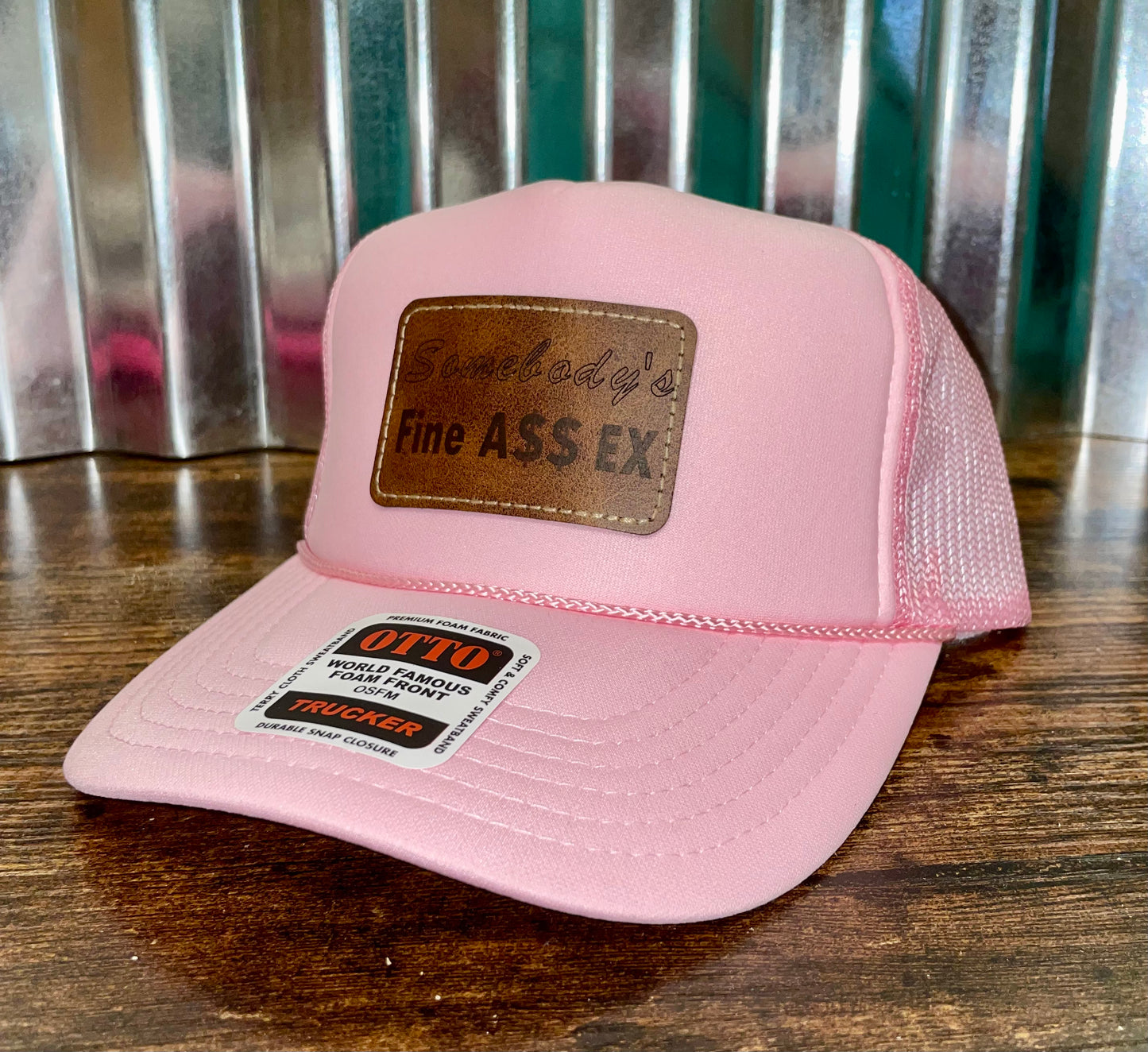 “Somebody’s Fine a$$ Ex” Patch Women’s Trucker Hat Otto (Pink)