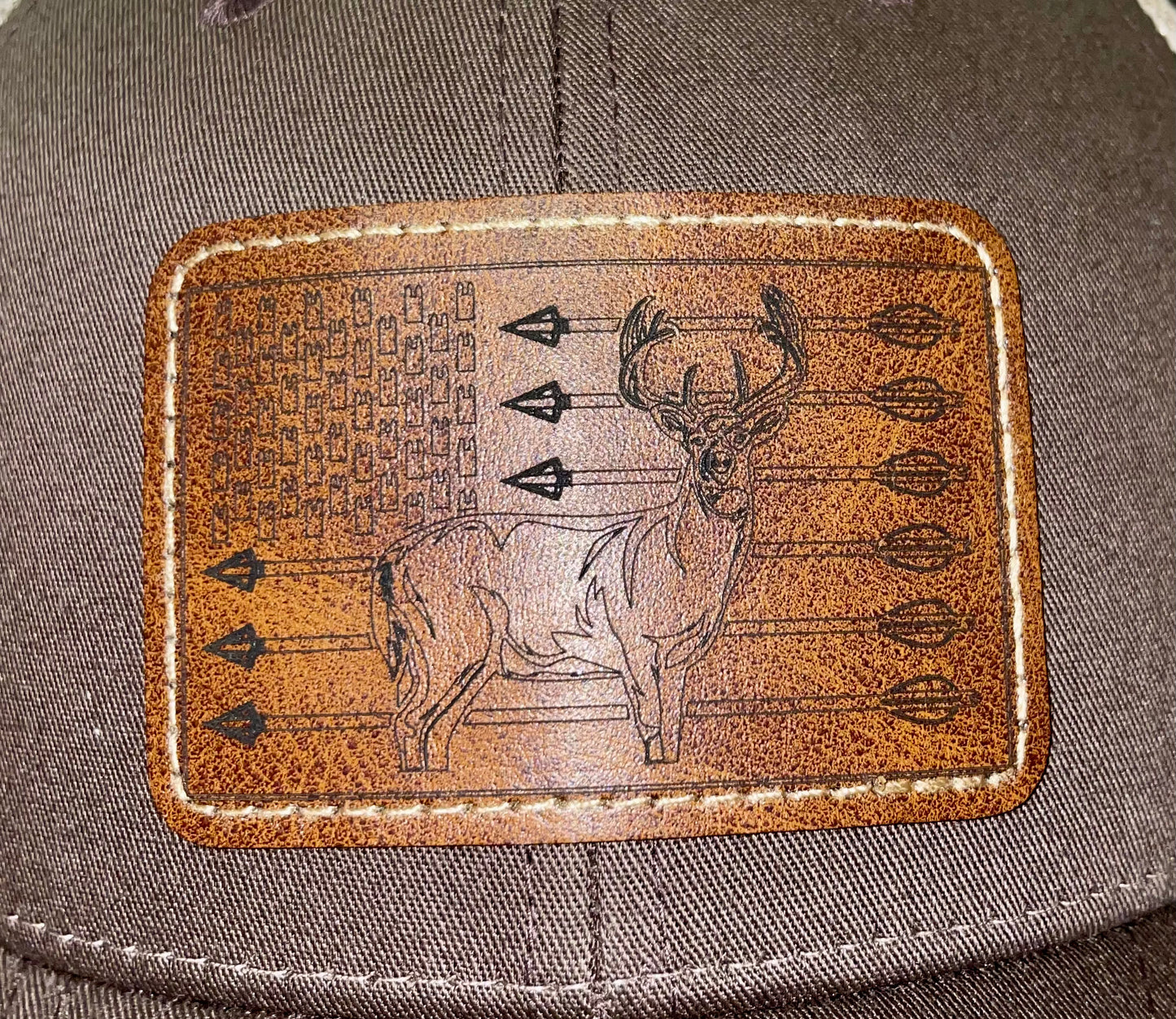 Deer USA Flag Custom Patch Snapback Hat (Brown)