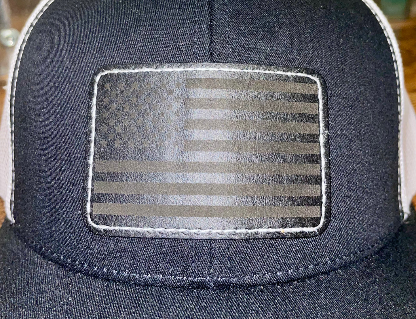 Black USA Flag Patch Hat Snapback (Black & White)